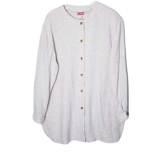 Vintage Claude Flax Blend Button Shirt Women Size 16 Style 36257 - Picture 1 of 15